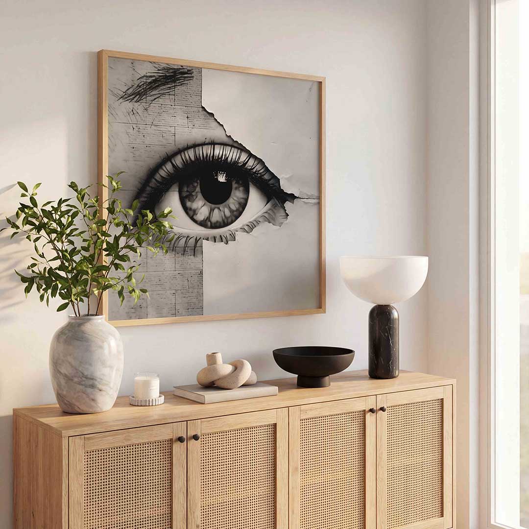 Oog en textuur – kleurrijke poster in vierkant formaat