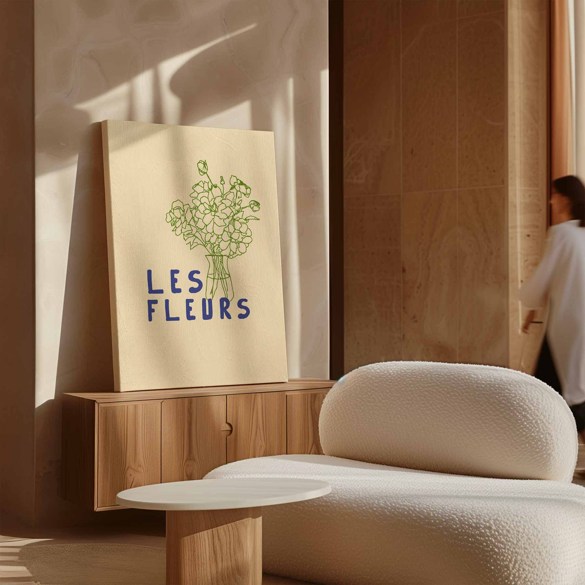 Les Fleurs Minimalistische Bloemenkunst – canvas wanddecoratie in portret formaat