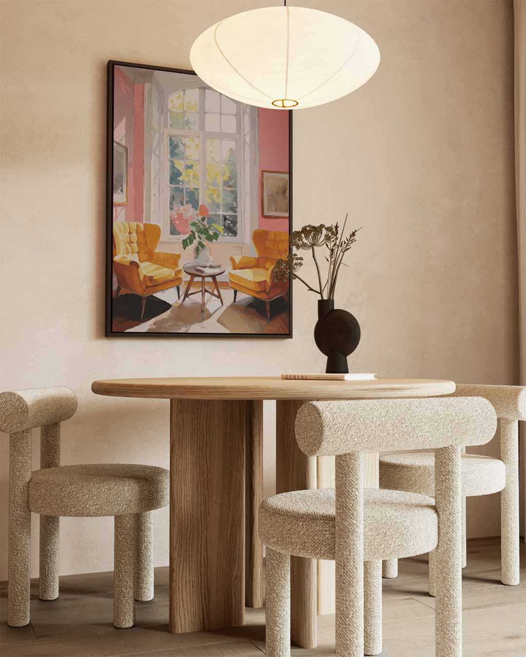 Zonnige Ochtend in de Salon – kunstwerk met zwarte baklijst