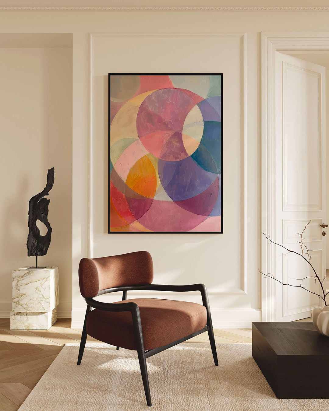Kleurrijke cirkelvormen – staand wanddecoratie kunstwerk