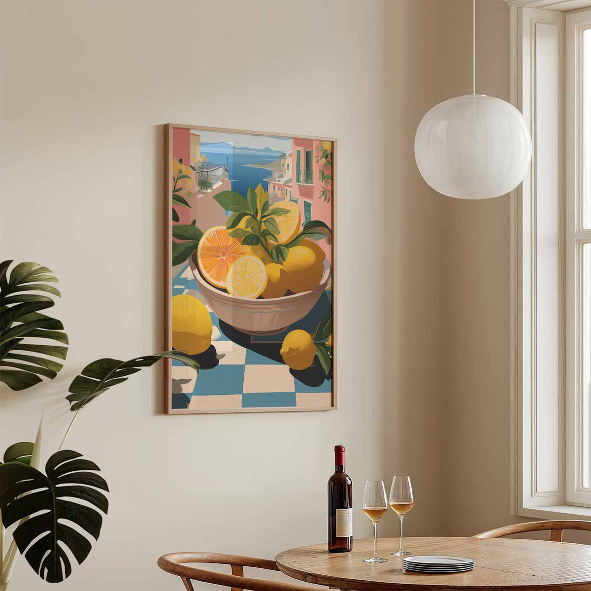 Zonnige Citrustrio – keukenposter in staand formaat
