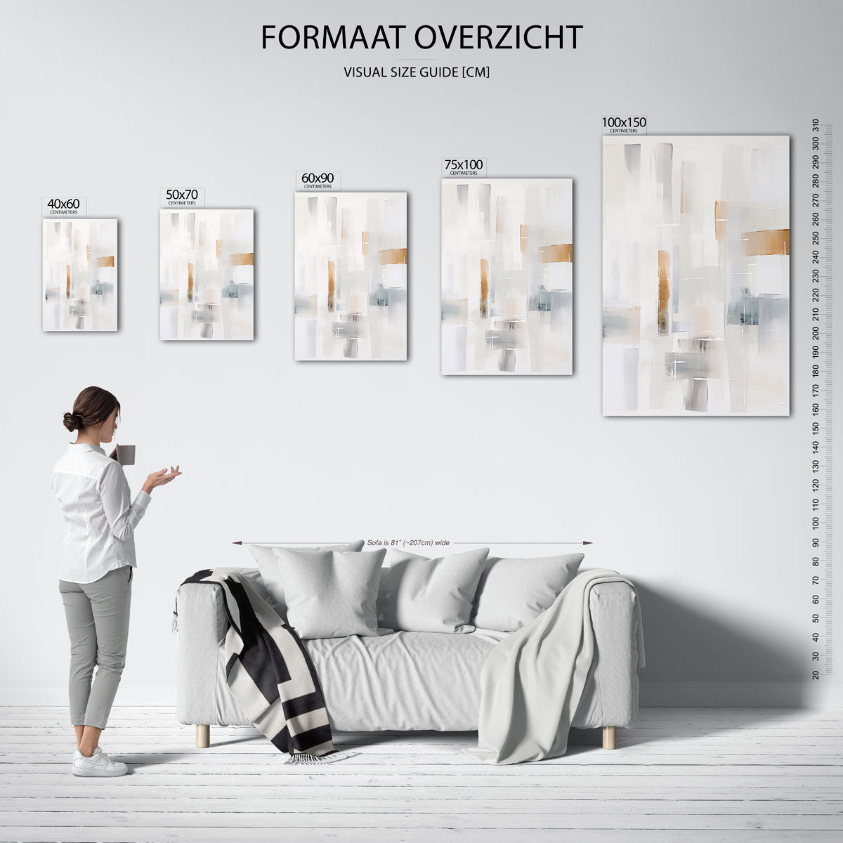 Gelaagde compositie – staand wanddecoratie kunstwerk