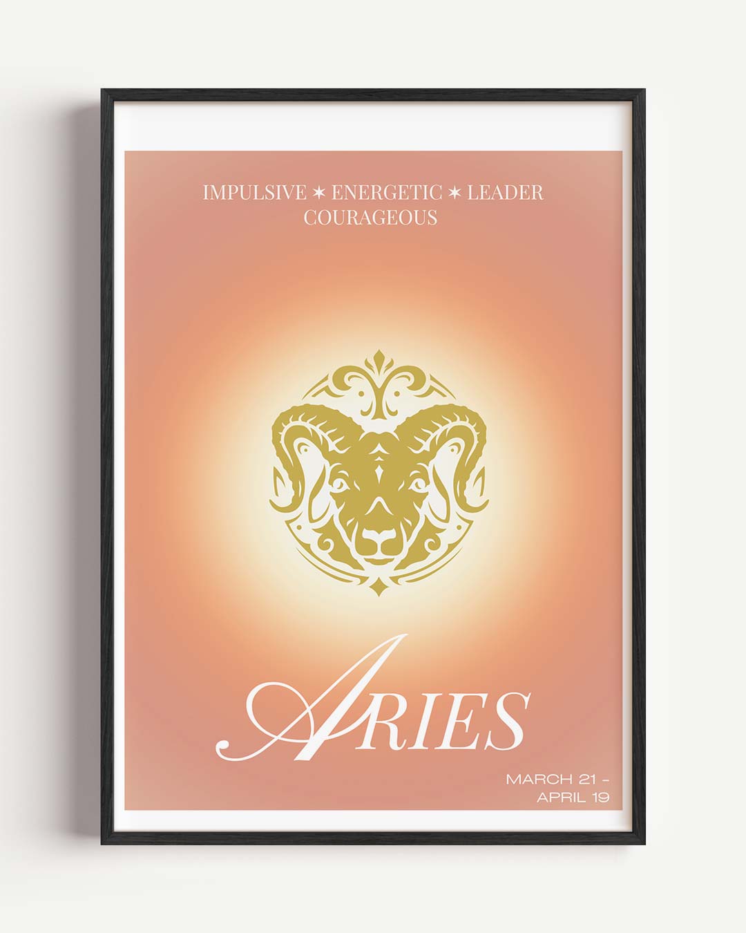 Vurige Ram Sterrenbeeld – mindful portret poster als wanddecoratie