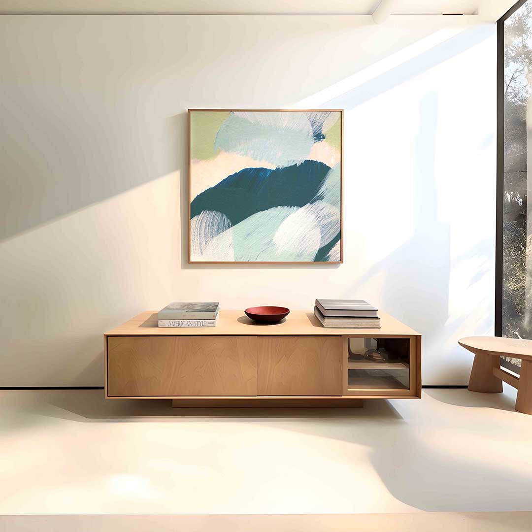 Abstracte penseelstreken – vierkante schilderkunst wanddecoratie van WallArtistic