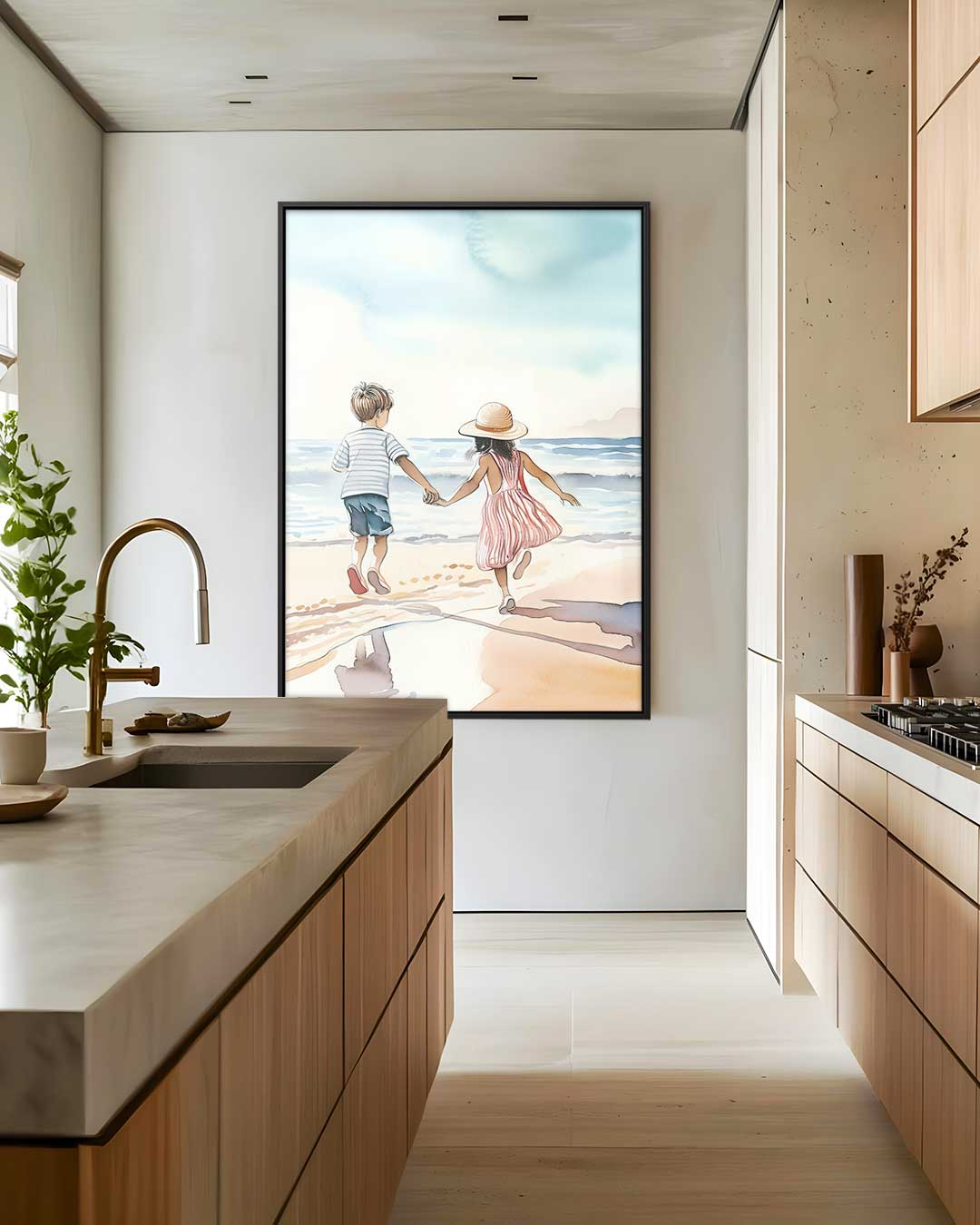 Vrolijke Stranddag – staand kunstwerk voor modern interieur