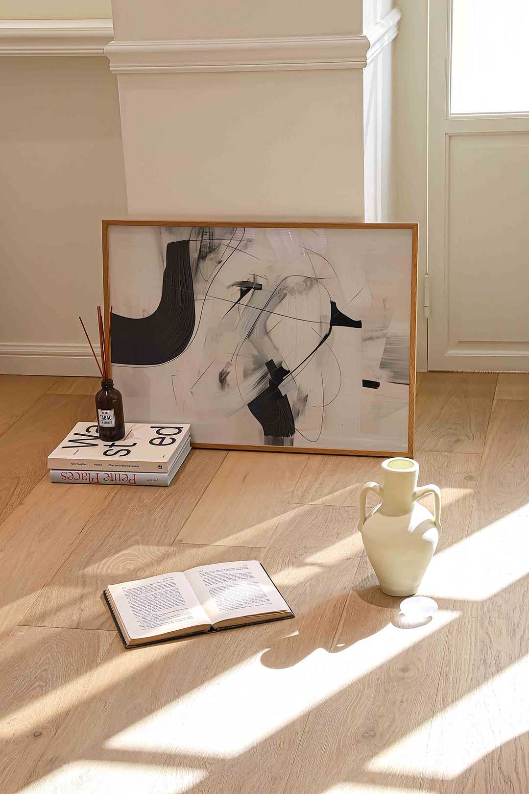Abstracte lijnen en vormen – liggende abstracte wanddecoratie van WallArtistic