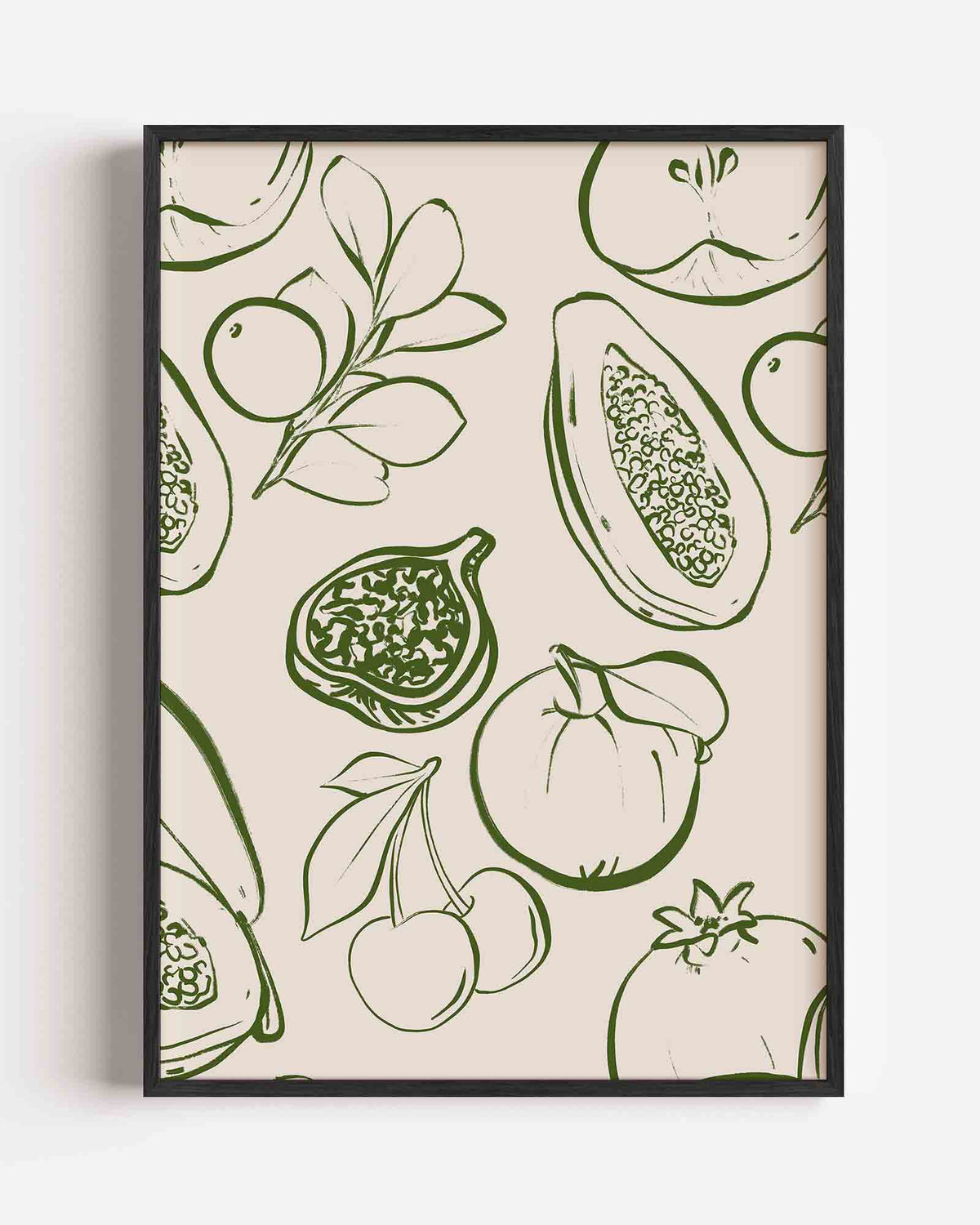 Fruit en bladeren – keuken portret poster als wanddecoratie