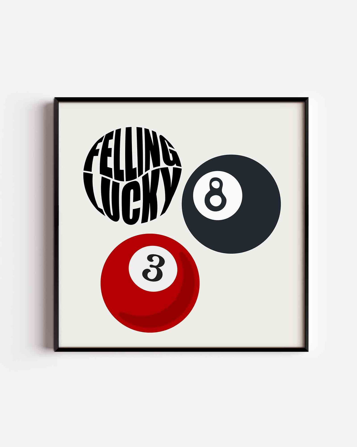 Biljartballen en tekst – Pop Art vierkante poster als wanddecoratie