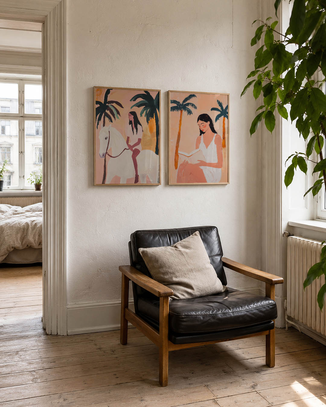 Zonsondergang en palmen Posterset