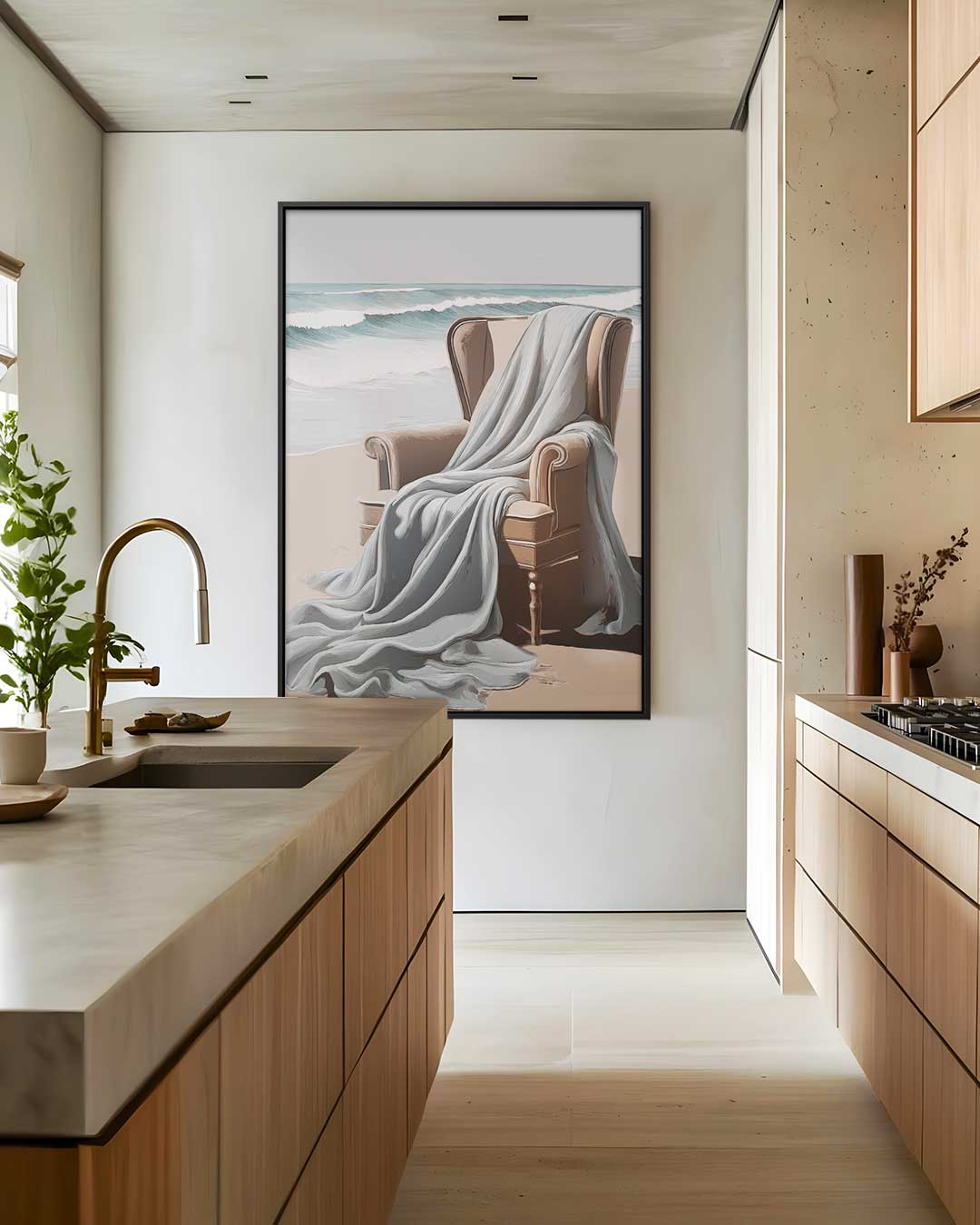 Strandstoel met Zilte Bries – canvas wanddecoratie in portret formaat