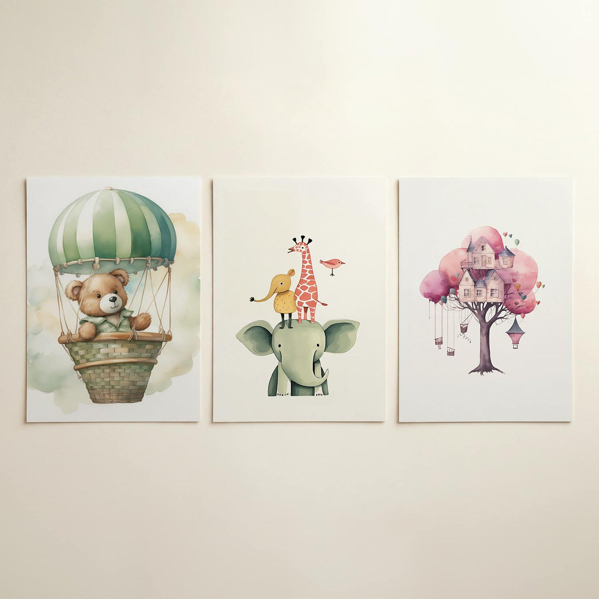 Luchtige droomvlucht driedelige posterset in interieur