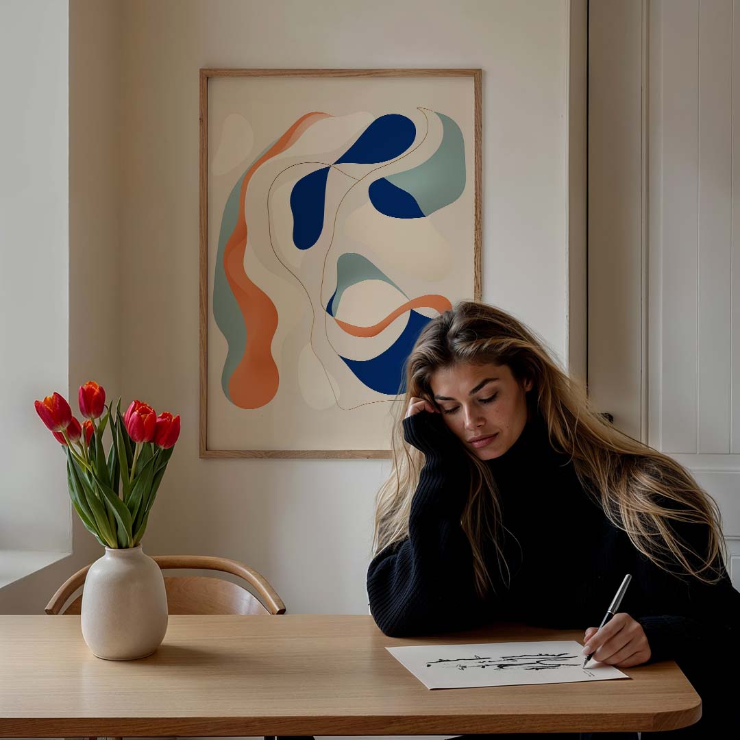 Moderne Golfkunst – staande muurposter met abstracte vormen
