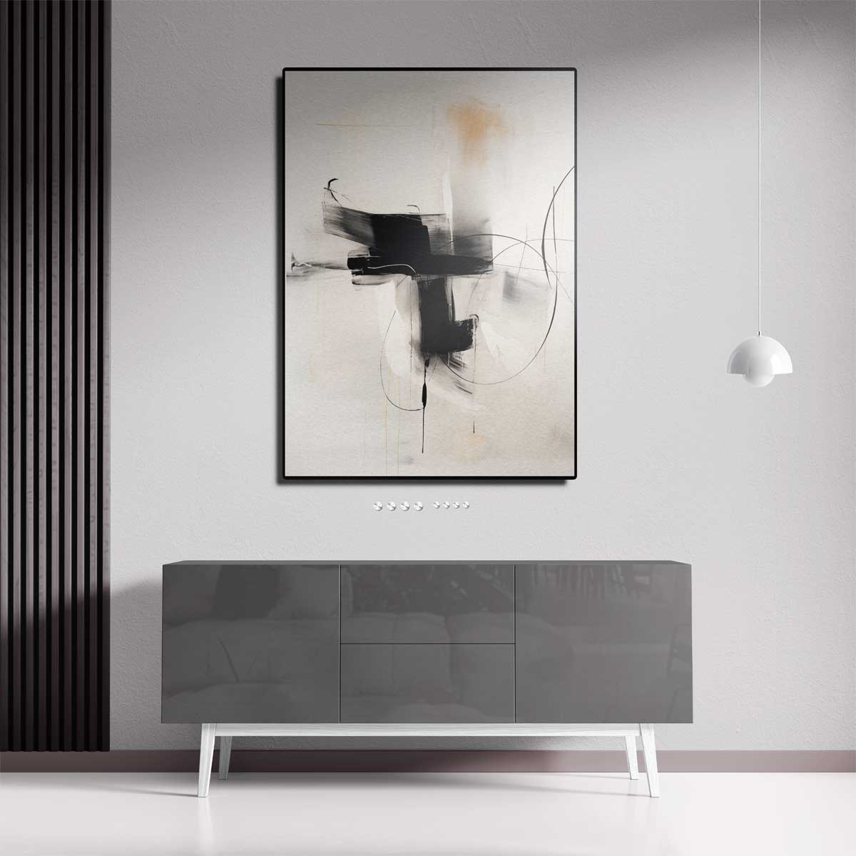Dynamisch Abstract Zwart-Wit Schilderij – dibond kunstwerk als wanddecoratie