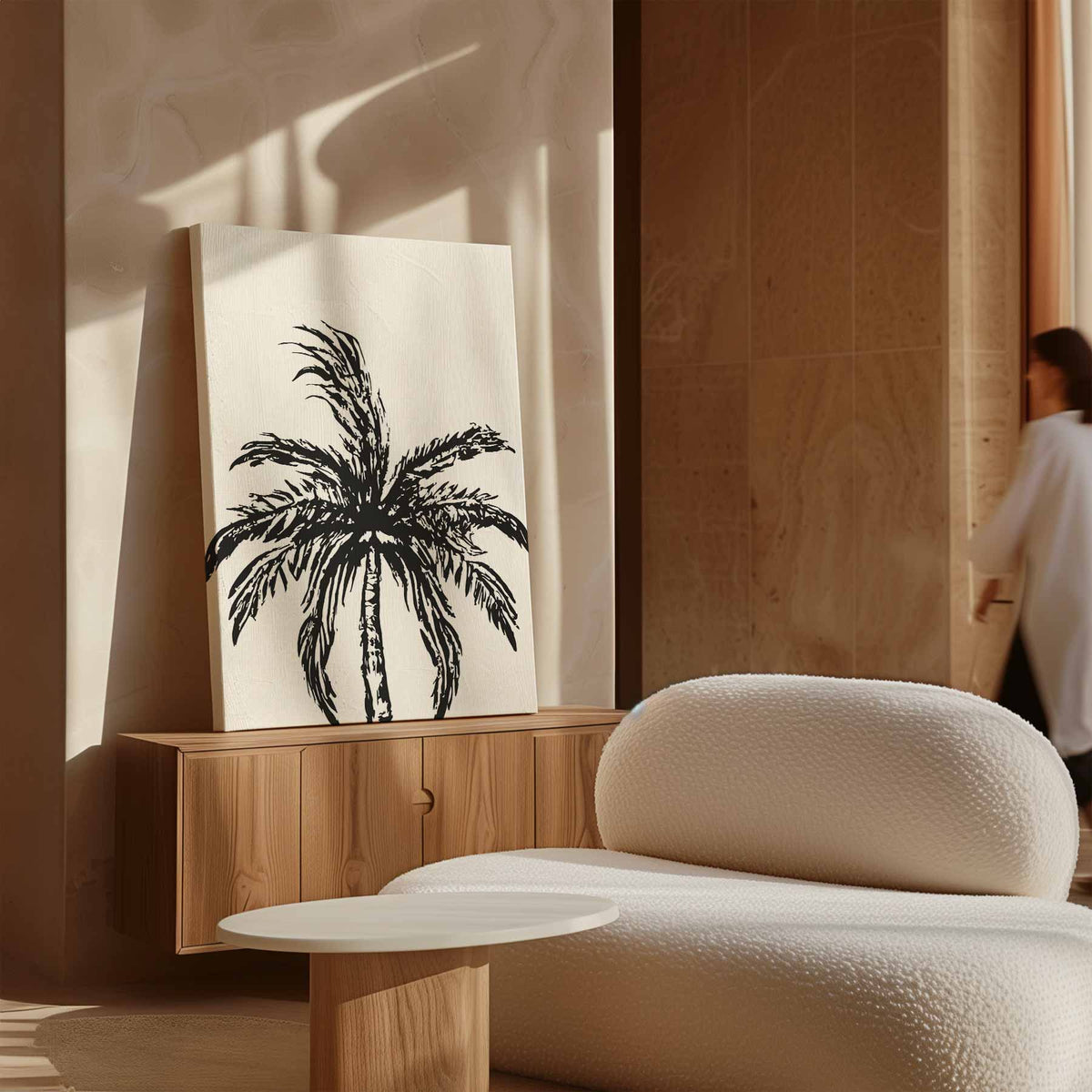 Zwart-Wit Palm Boom – plexiglas wanddecoratie in portret formaat
