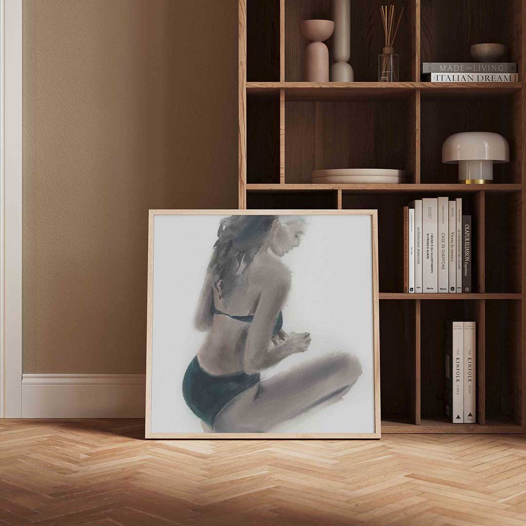 Zittende vrouw – portret poster in vierkant formaat