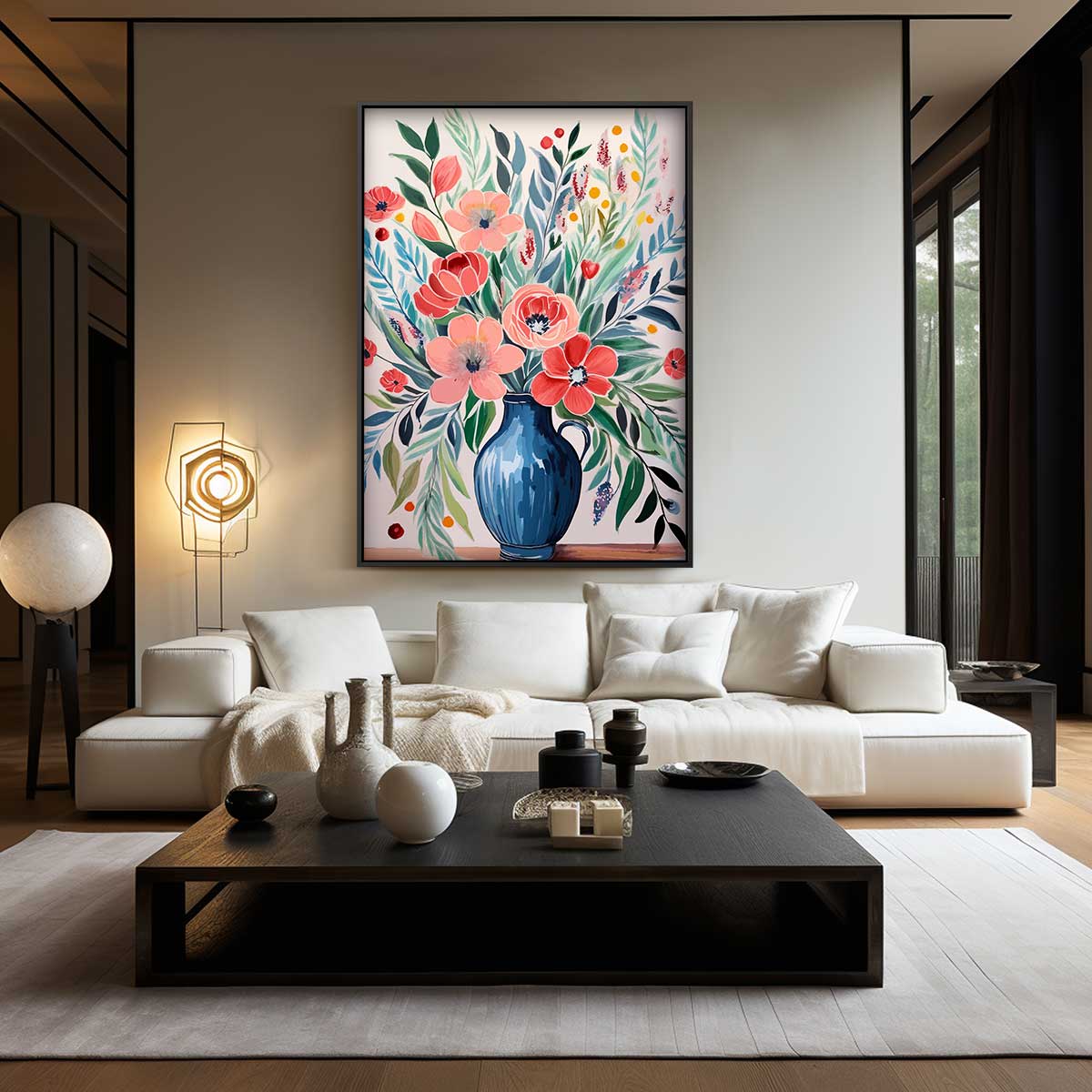 Bloemrijke Vase – dibond wanddecoratie in staand formaat