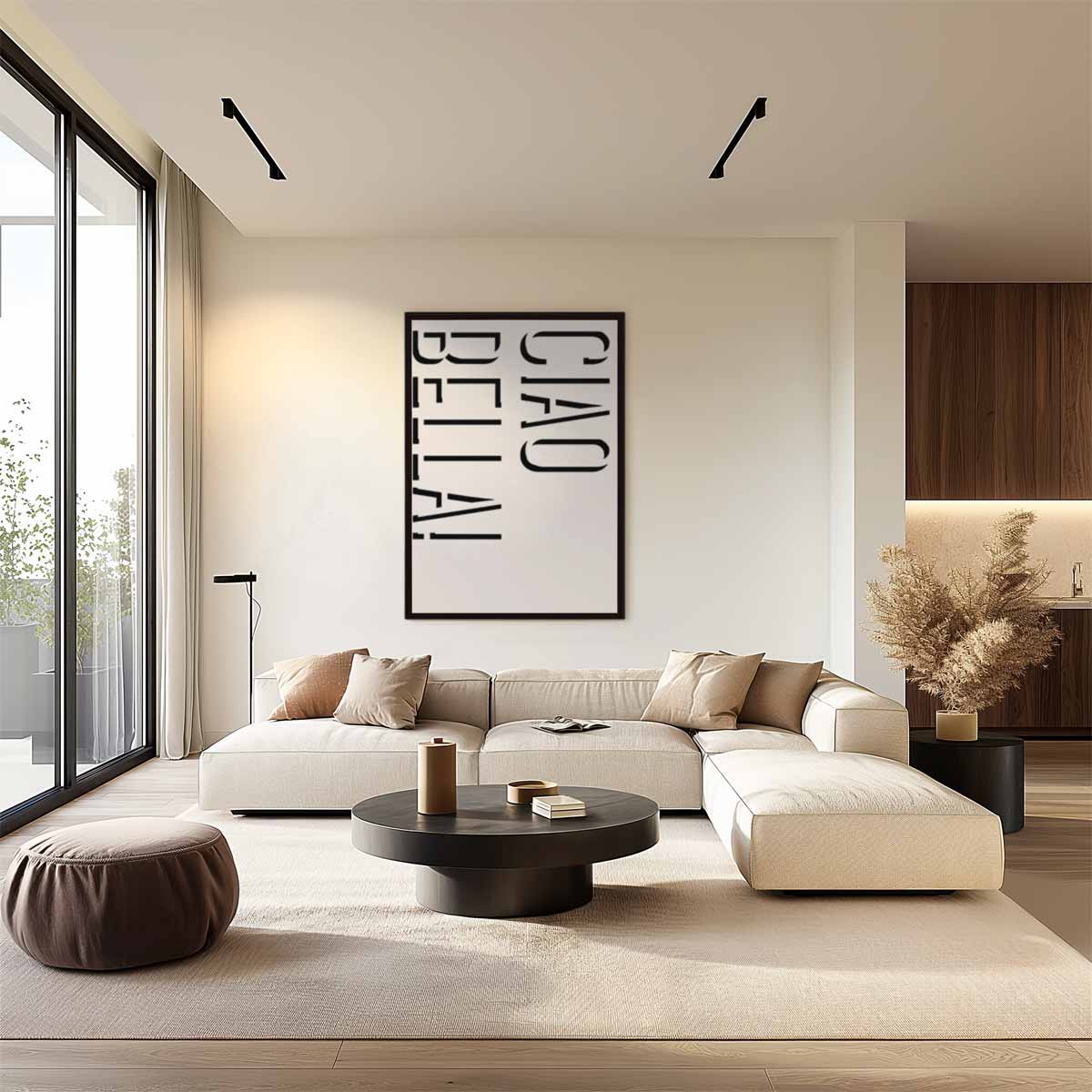 Ciao Bella Typografie Poster – staand kunstwerk voor modern interieur