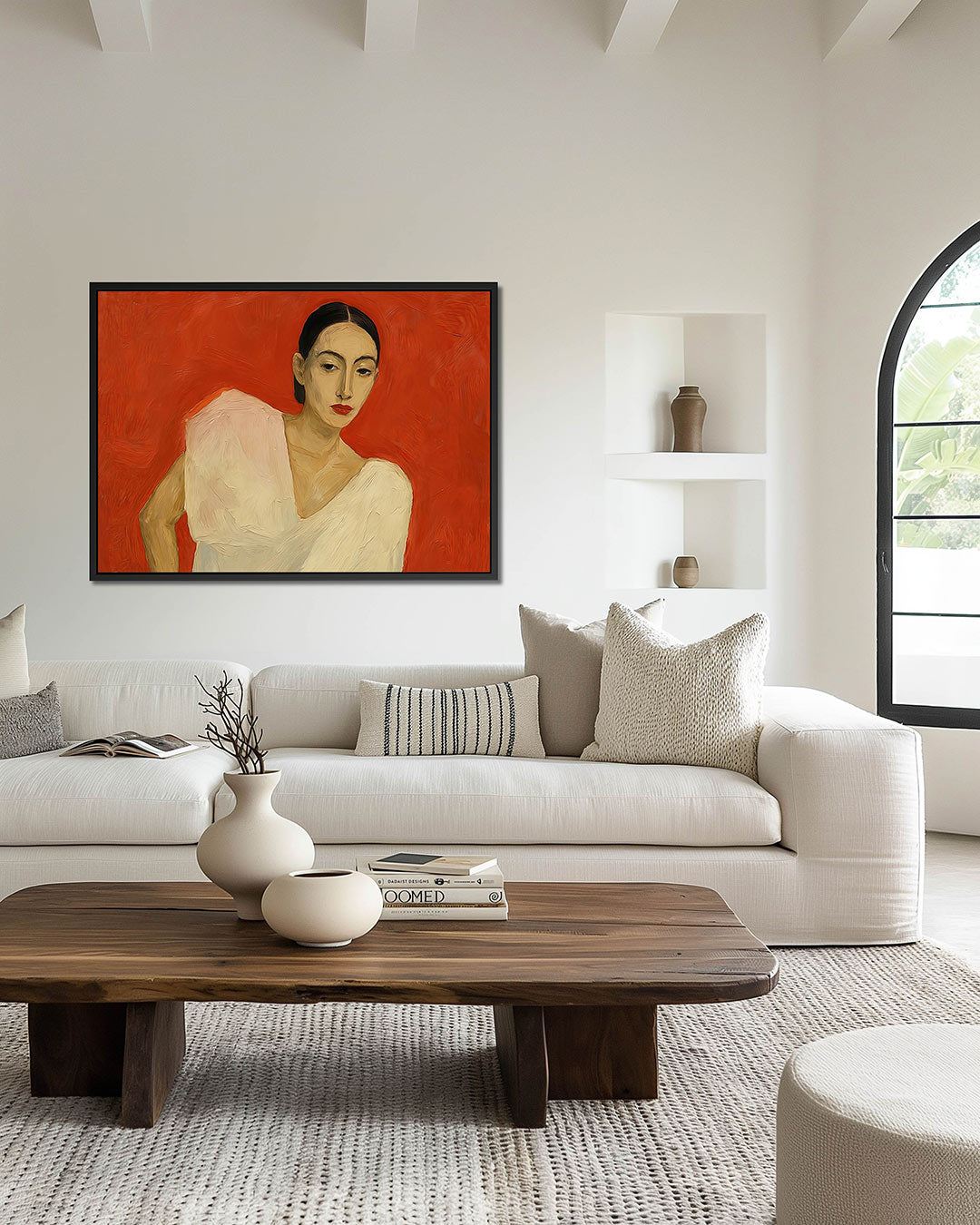 Vrouwelijk portret – Liggende wanddecoratie – wanddecoratie in interieur