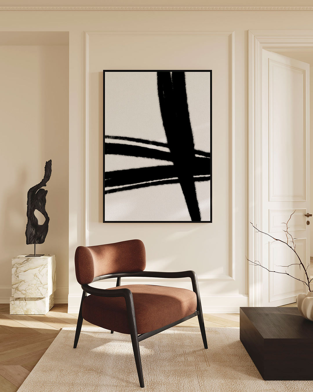 Dynamische lijnen – staand wanddecoratie kunstwerk