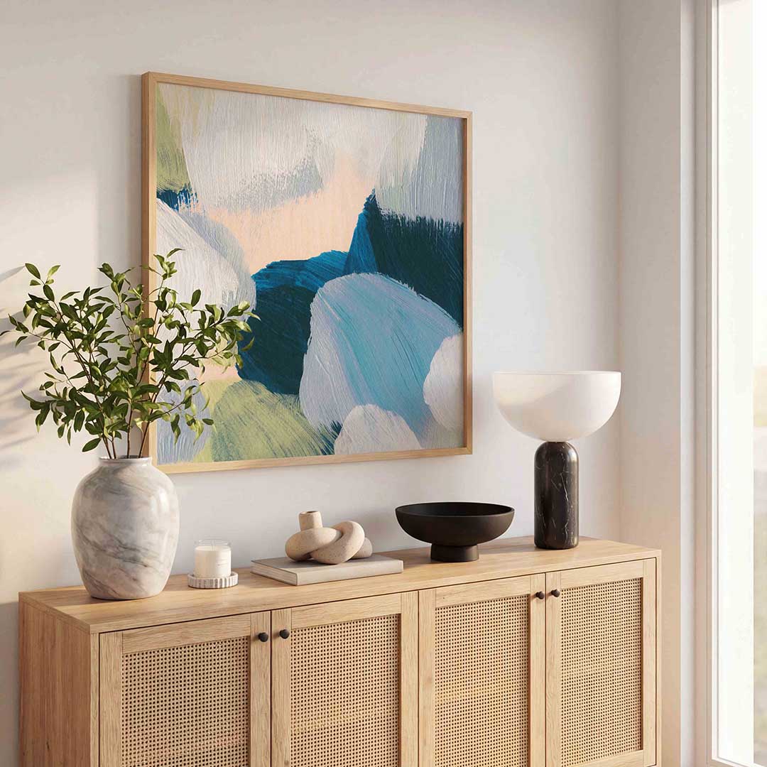 Abstracte penseelstreken – schilderkunst als moderne vierkante poster