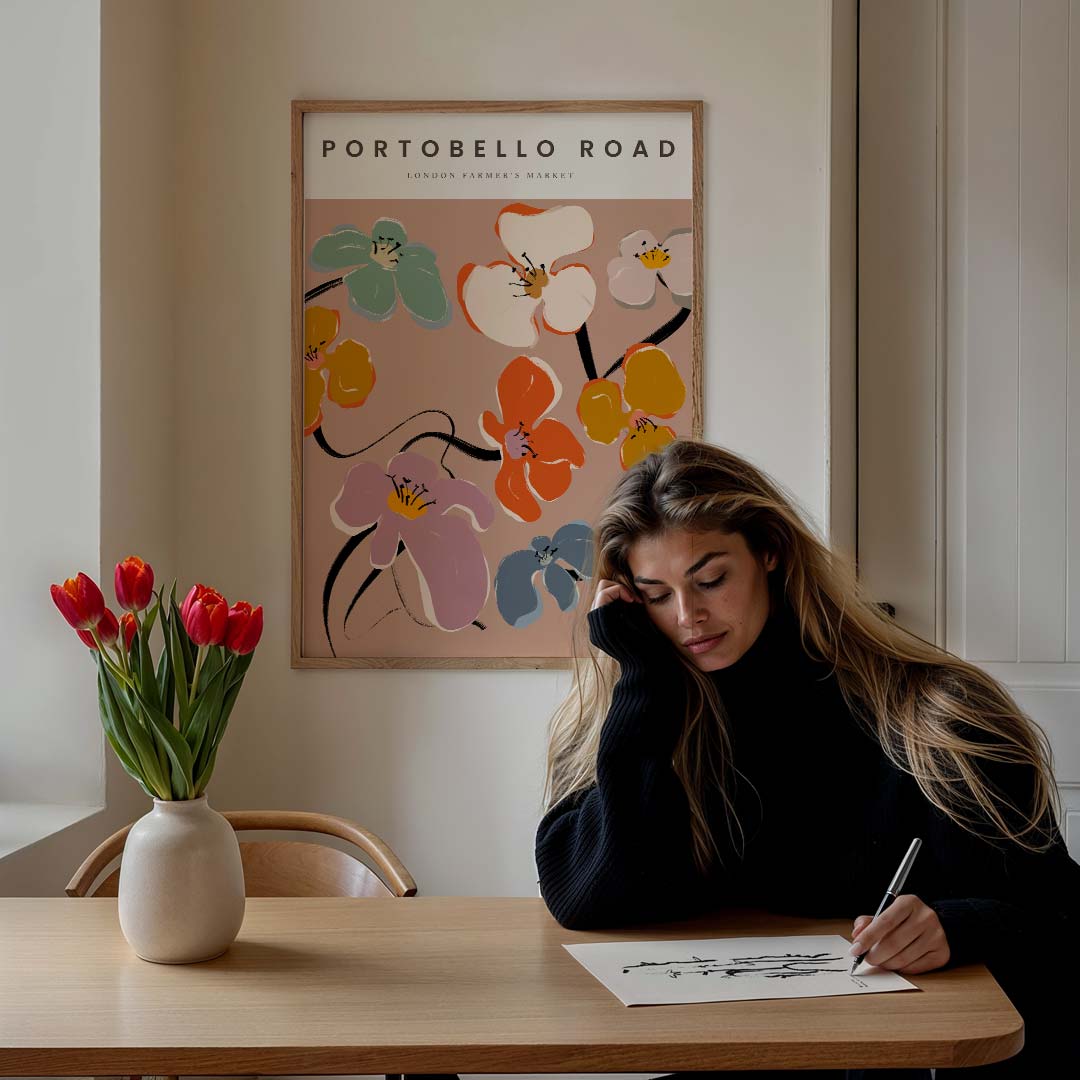 Bloemenpracht op Portobello Road – bloemen poster in staand formaat