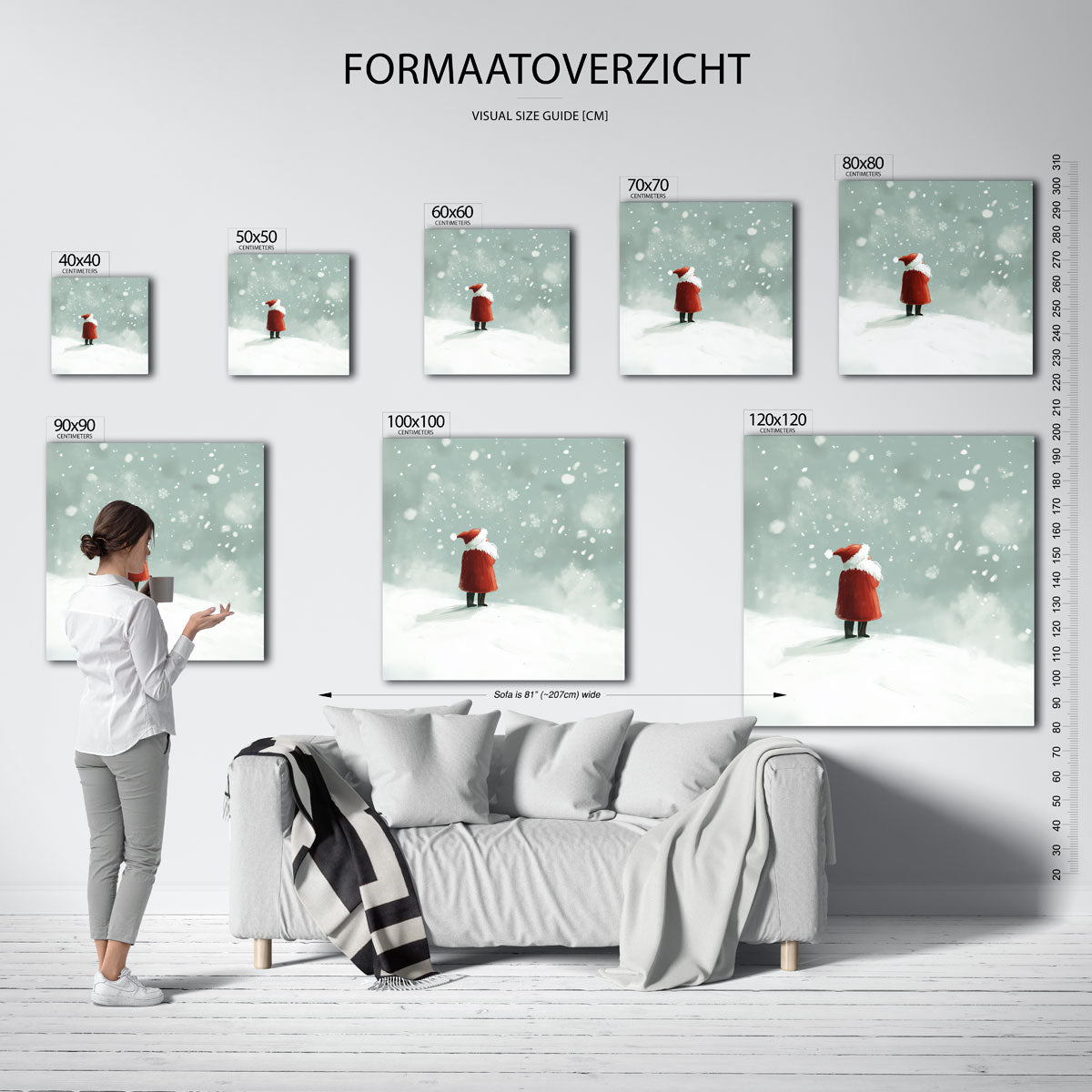Sneeuwlandschap met figuur – vierkante muurposter voor de kinderkamer