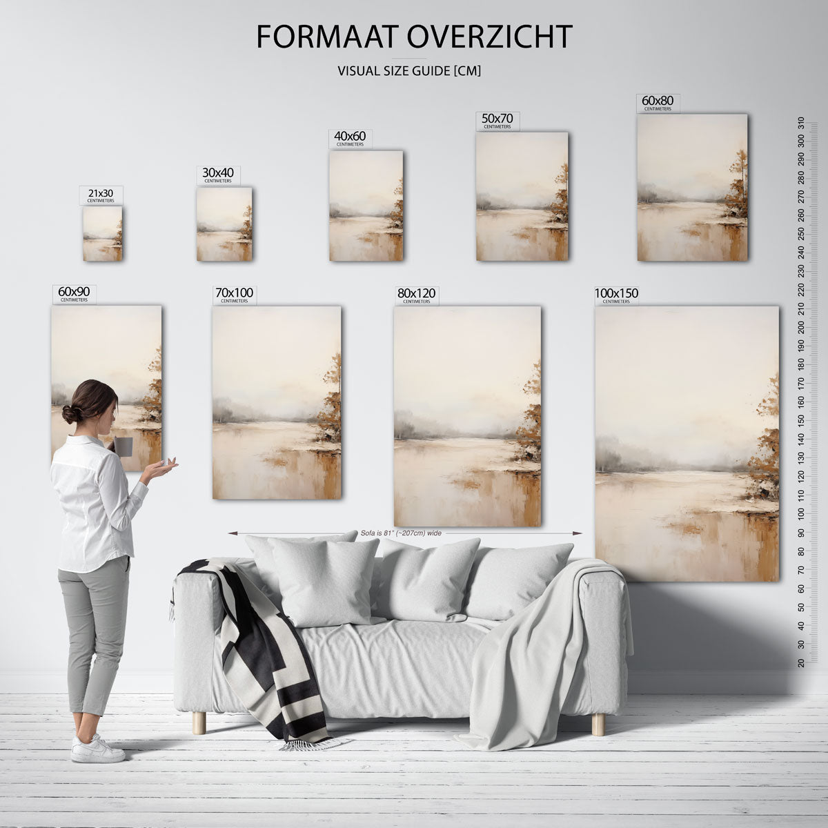 Landschap met bomen – staande muurposter met botanisch thema
