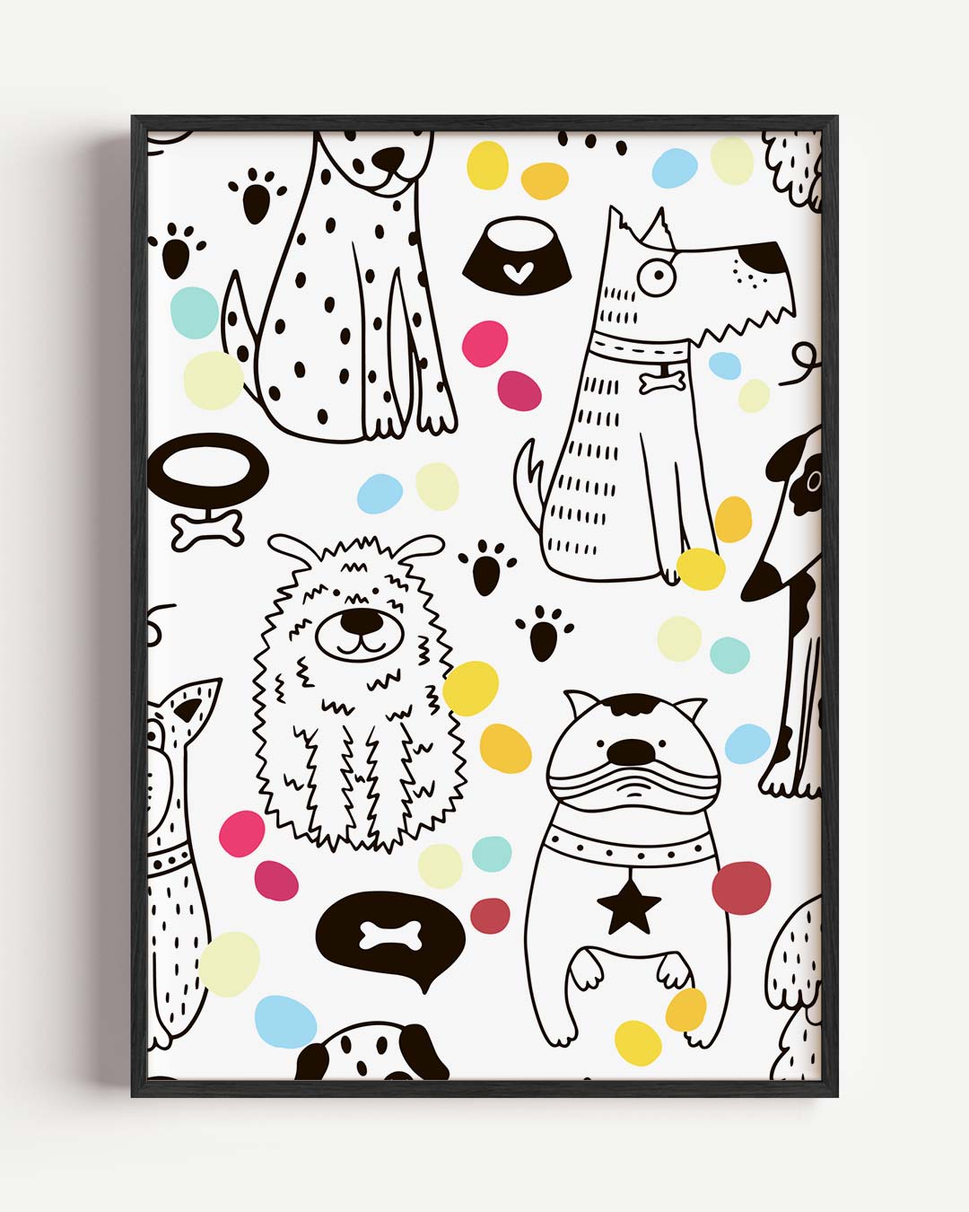 Speelse Honden Illustratie – dieren portret poster als wanddecoratie