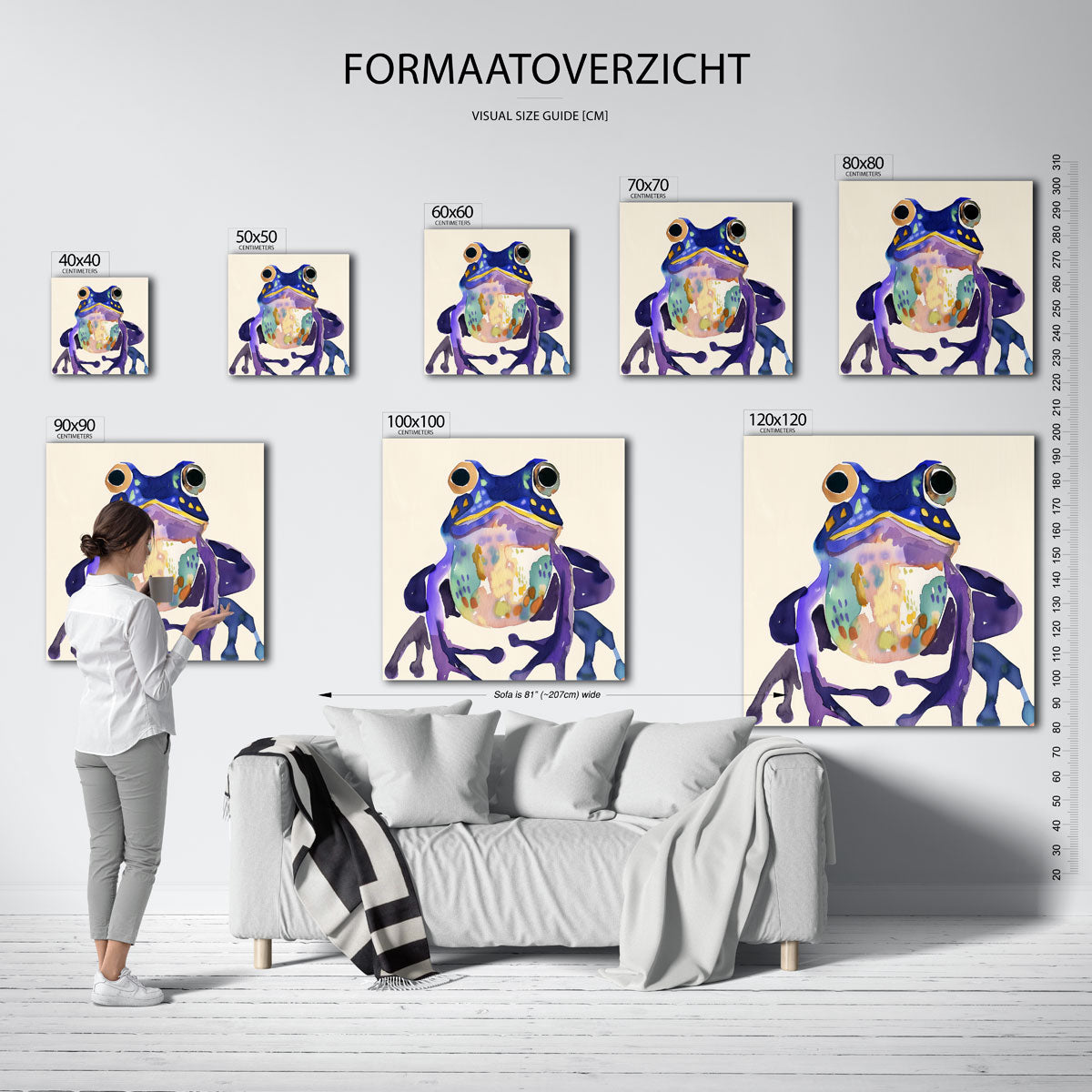 Kleurrijke kikker – vierkante muurposter voor de kinderkamer