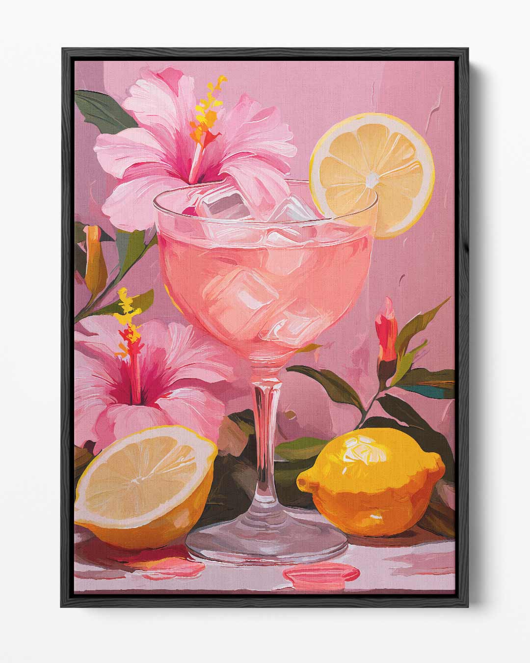 Zomerse Cocktail met Hibiscus en Citroen – portret kunstwerk als wanddecoratie