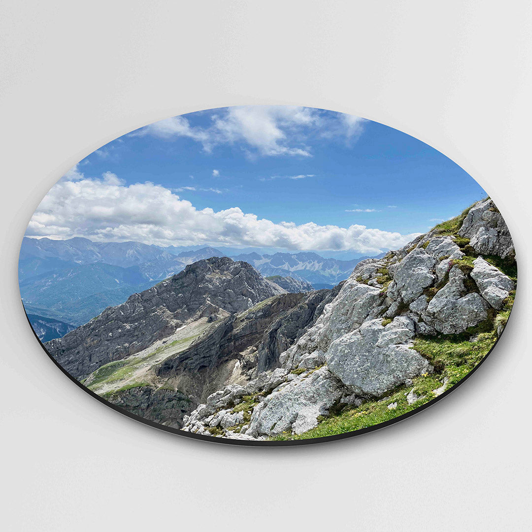 Berglandschap – muurcirkel fotografie als moderne wanddecoratie