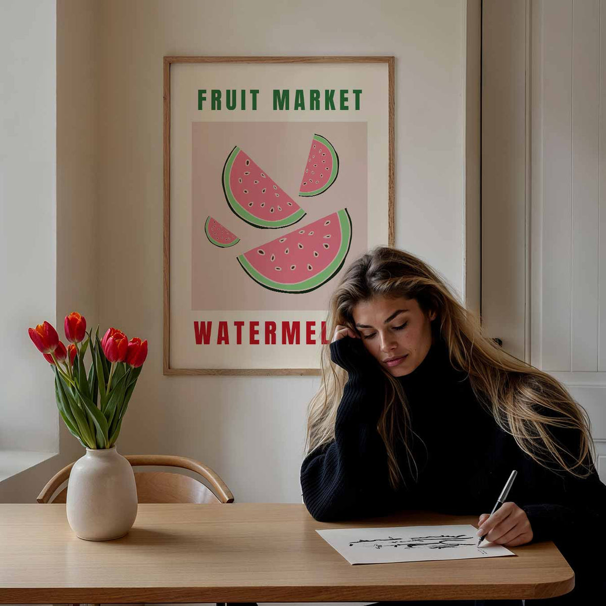 Verfrissende Watermeloen – keuken poster als sfeervolle staande wanddecoratie