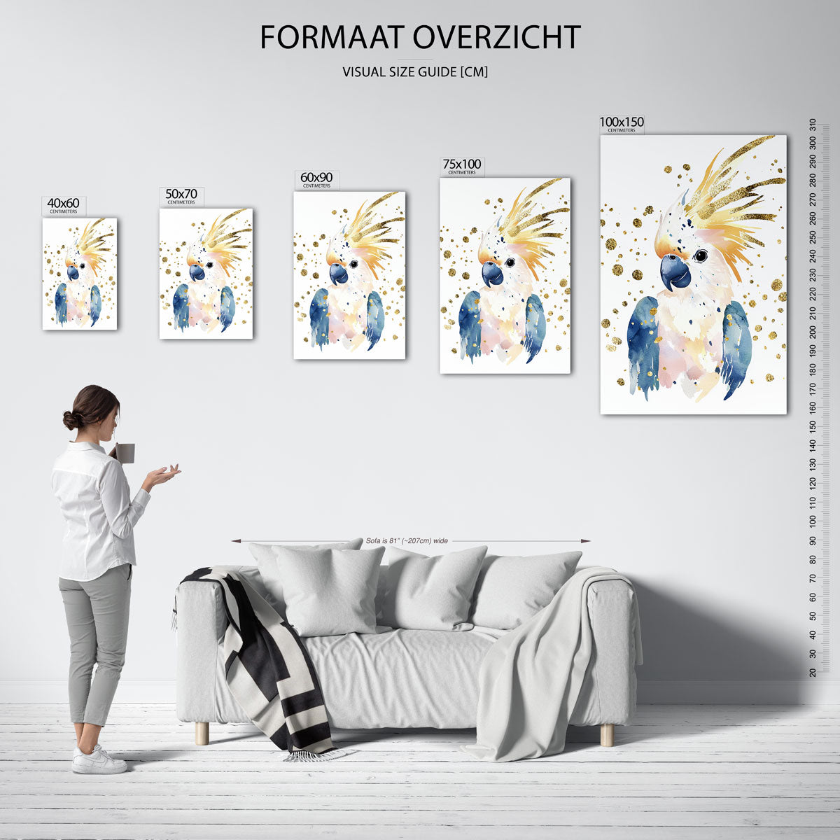 Vrolijke vogel illustratie – staand wanddecoratie kunstwerk