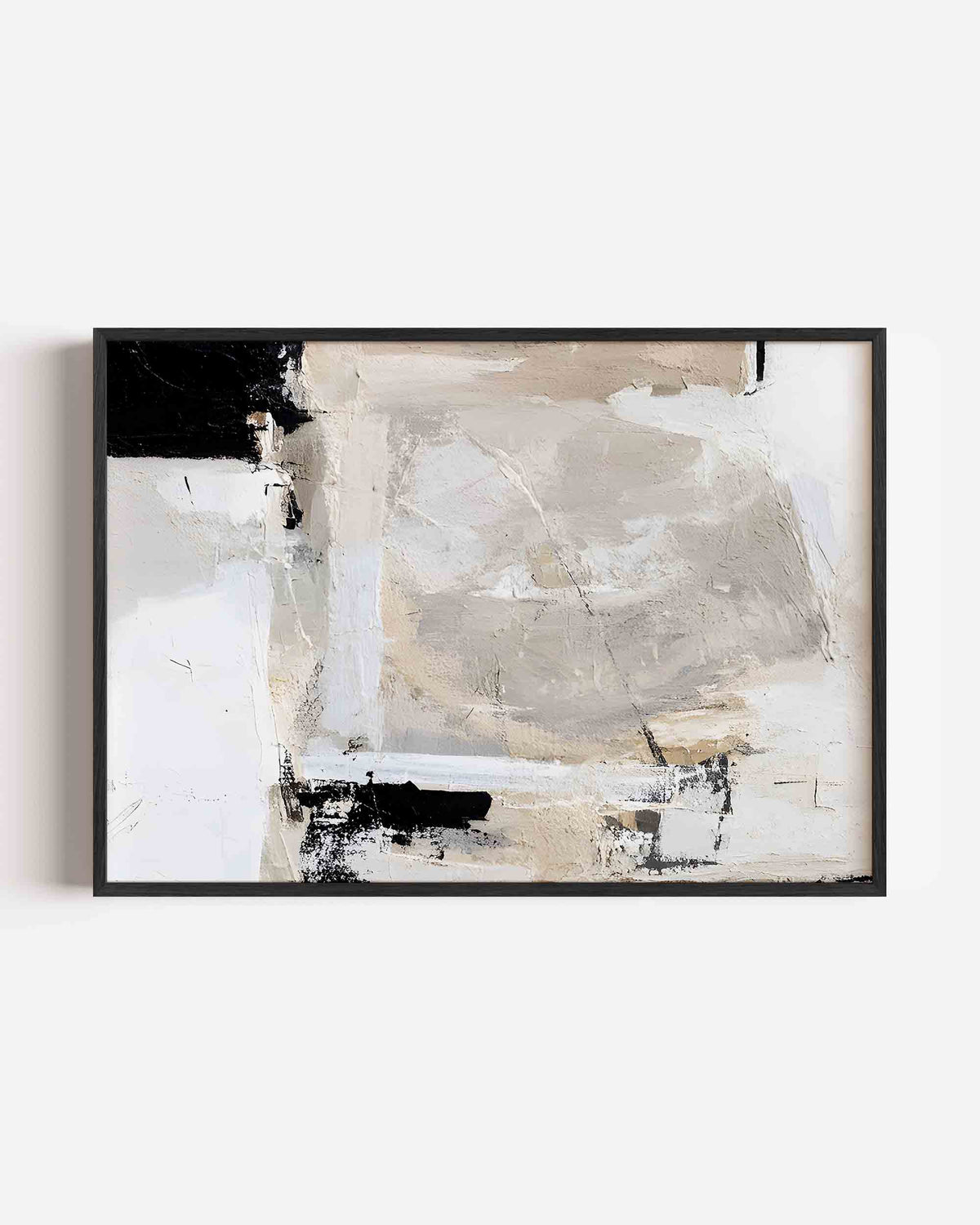 Abstracte beige en zwarte – abstracte landscape poster als wanddecoratie