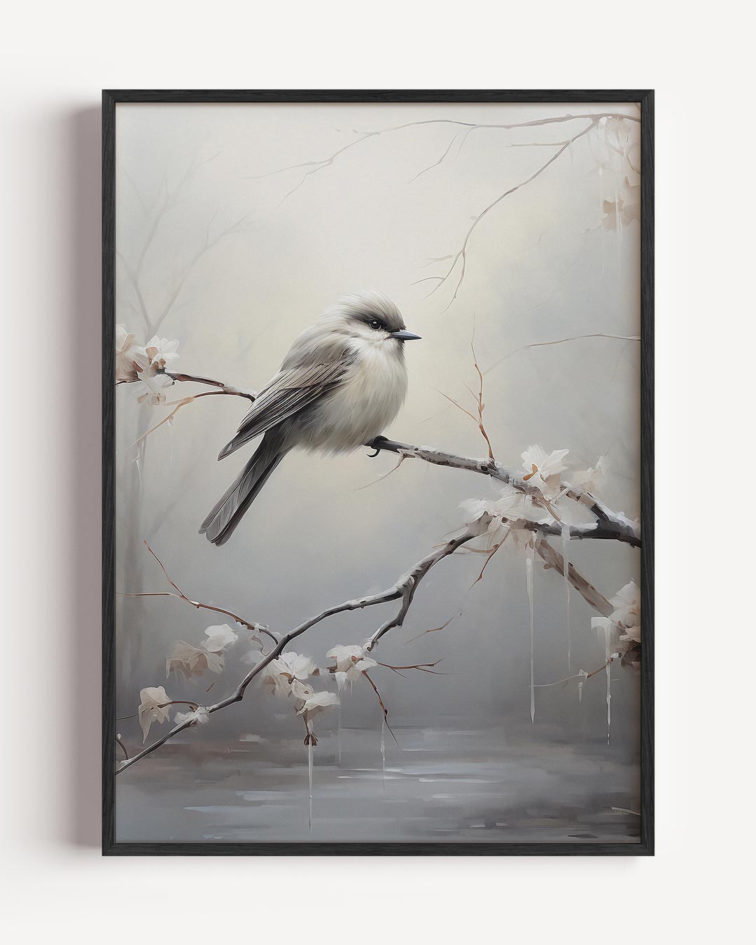 Vogel op Tak – kerst portret poster als wanddecoratie