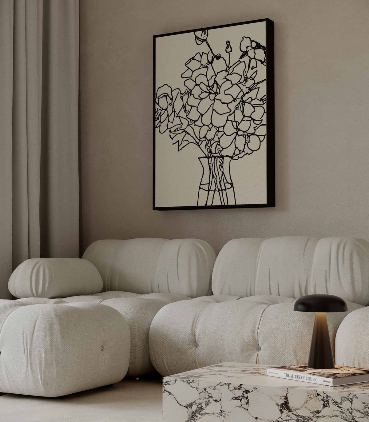 Lijntekening Bloemboeket – modern portret kunstwerk van WallArtistic