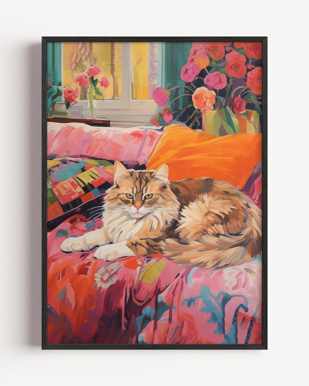 Kleurrijke Kattenluxe – dieren portret poster als wanddecoratie