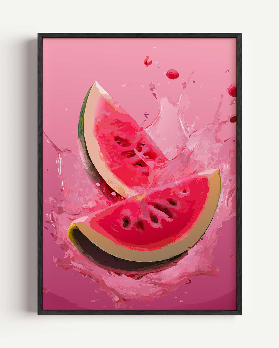 Spetterende Watermeloen Kunstposter – zomer portret poster als wanddecoratie