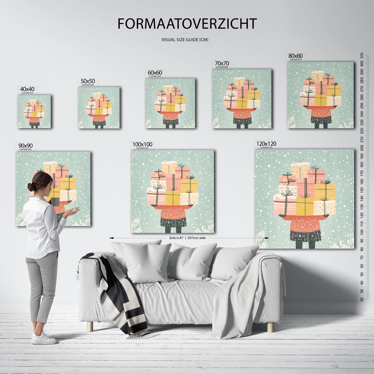 Stapeling van cadeaus – vierkante muurposter voor de kinderkamer