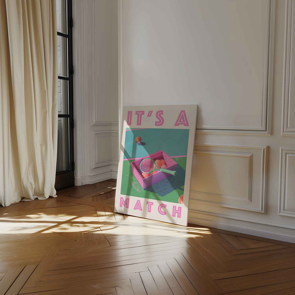 It's a Match - Retro Tennis – dibond wanddecoratie in staand formaat