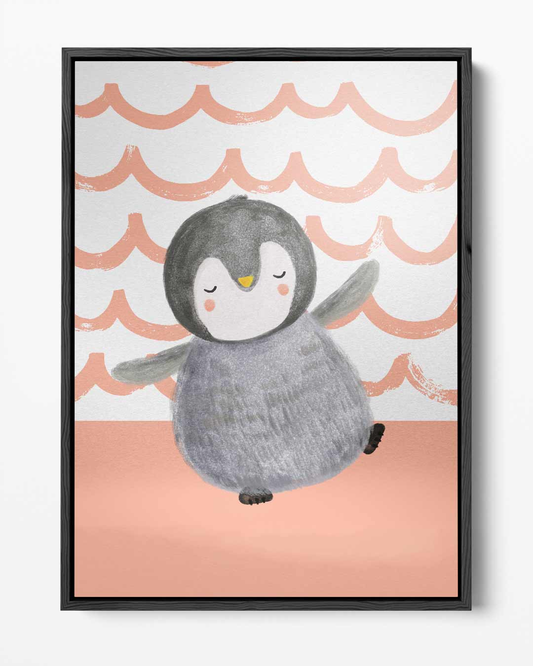Dromerige Pinguïn Knuffelposter – portret kunstwerk als wanddecoratie