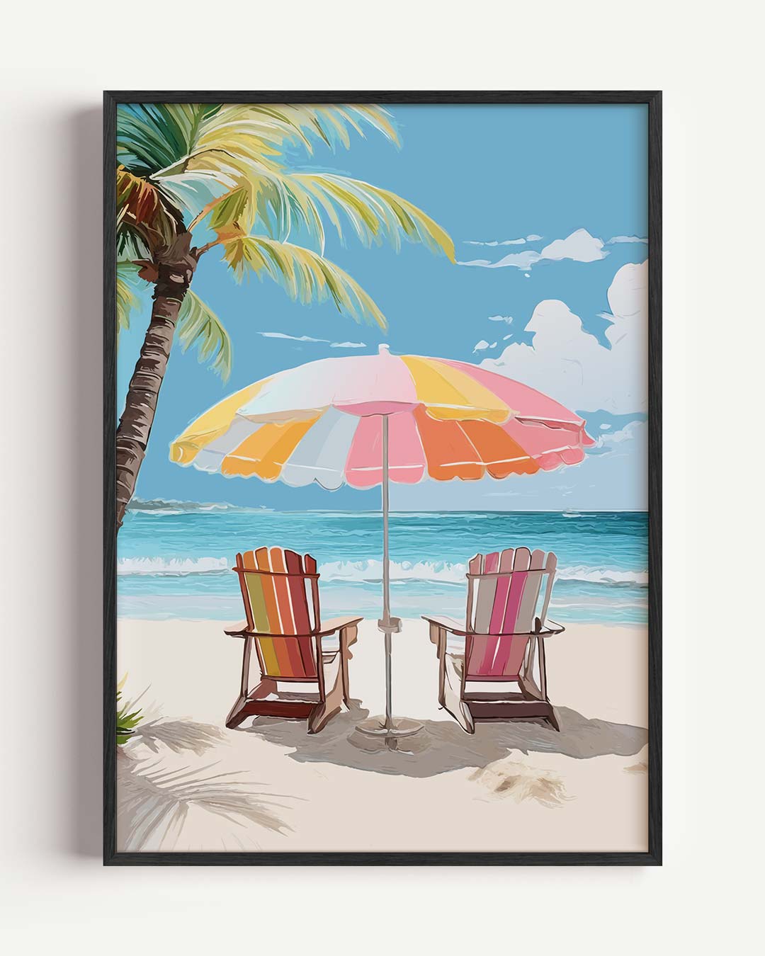 Zonnige Strandoase – zomer portret poster als wanddecoratie