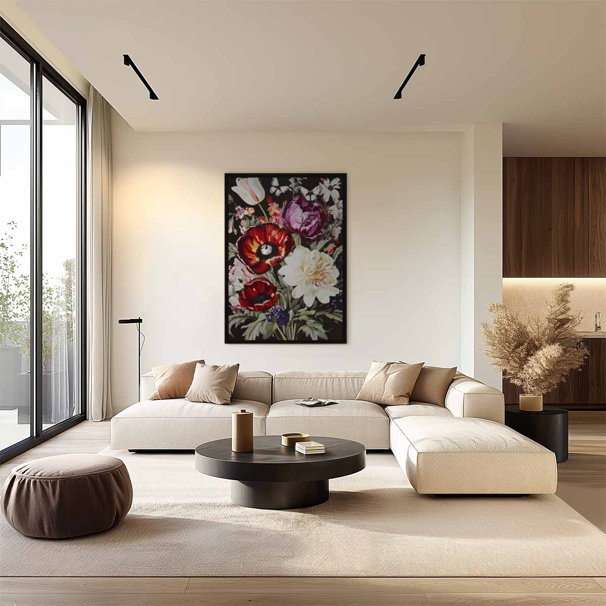 Bloemen en Vlinders Schilderij – staand kunstwerk voor modern interieur