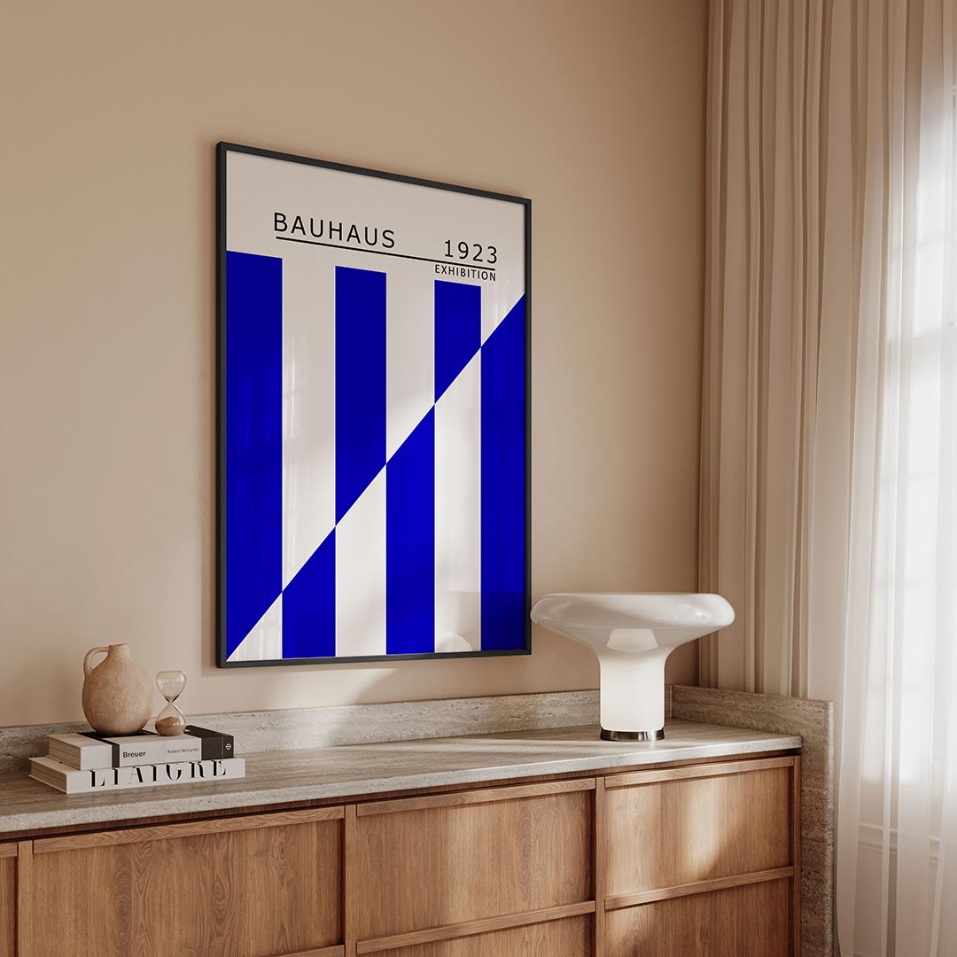 Lijnen en vlakken – geometrische Bauhaus poster in staand formaat