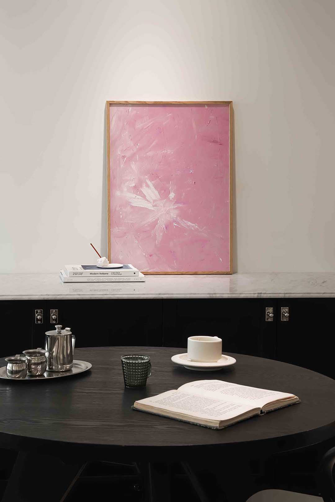 Roze abstracte – abstracte poster in staand formaat