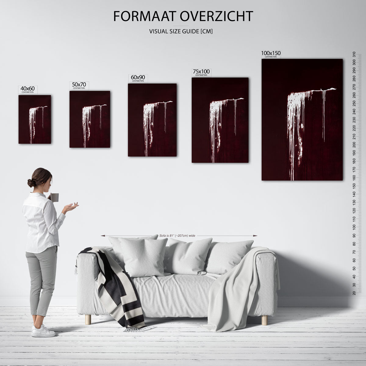 Druipende lijnen – staand wanddecoratie kunstwerk