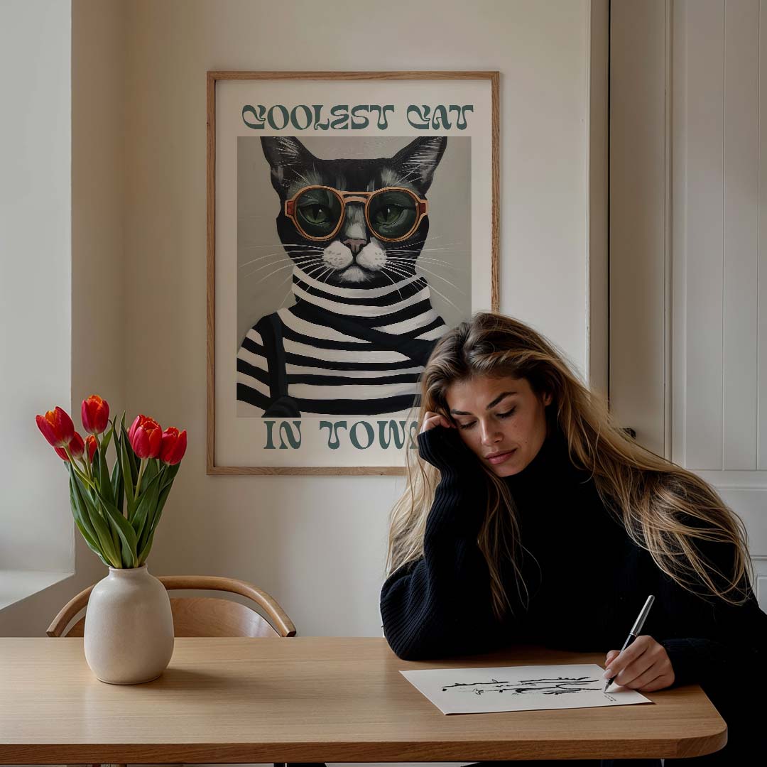 Cool Cat – staande muurposter met dierenthema