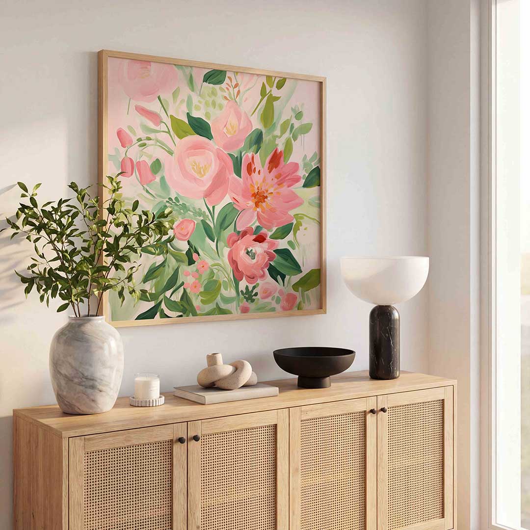 Bloemen in zachte tinten – bloemen wandkunst als vierkante poster