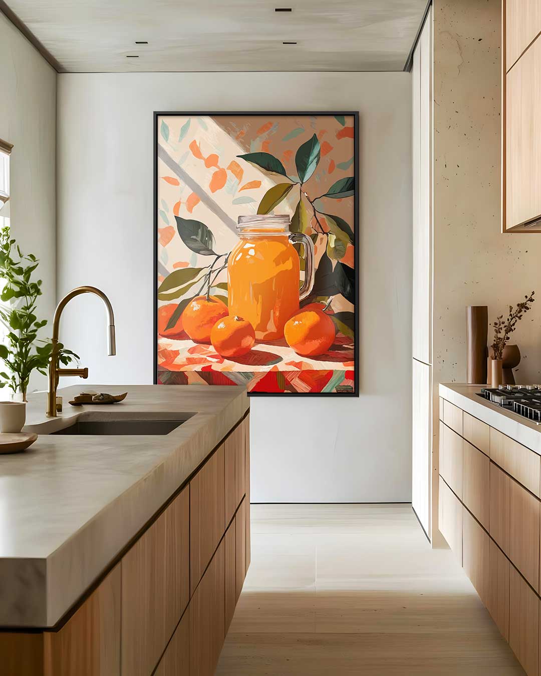 Zomers Ochtendlicht Schilderij – staand kunstwerk voor modern interieur