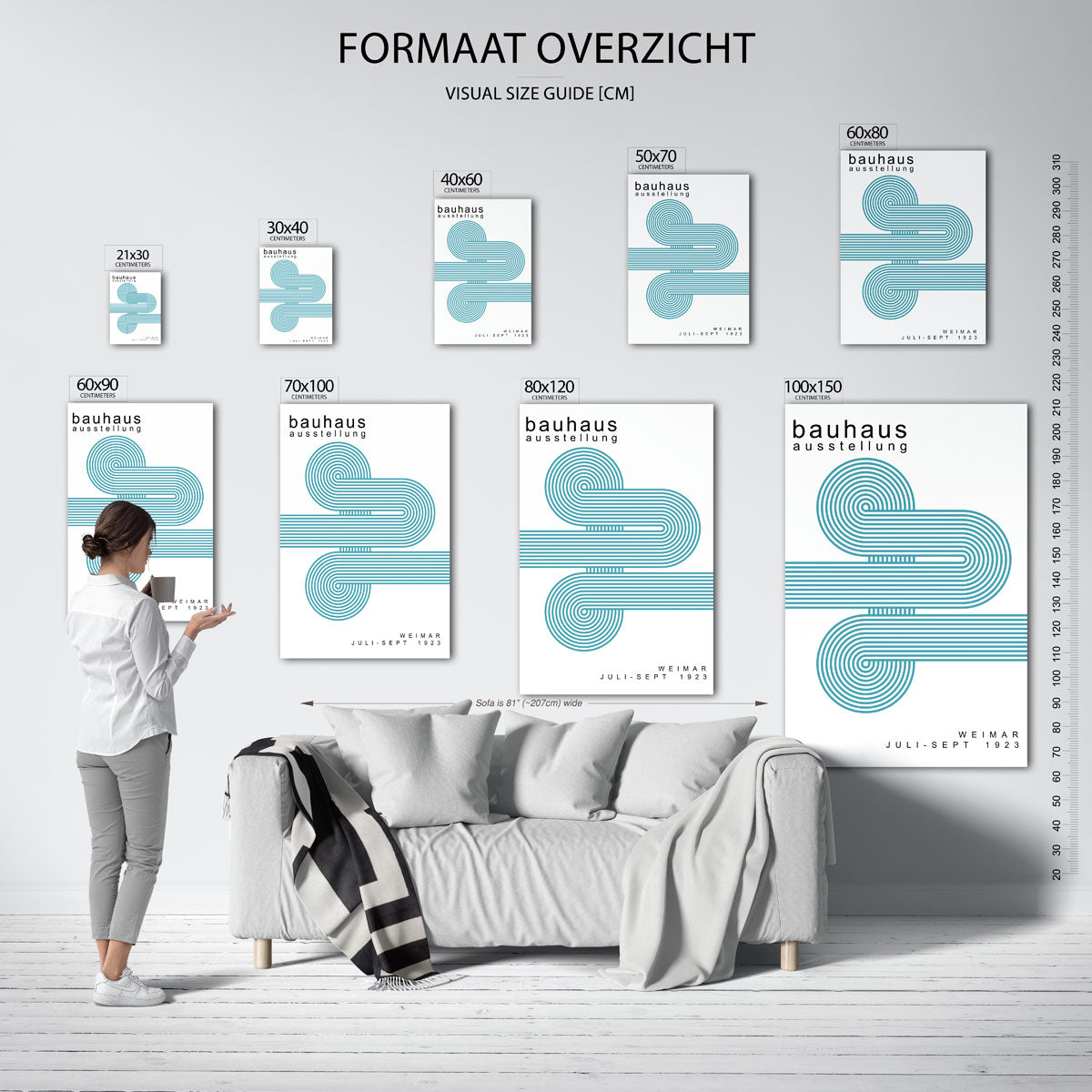 Lijnen en cirkelpatronen – geometrische poster in Bauhaus-stijl van WallArtistic